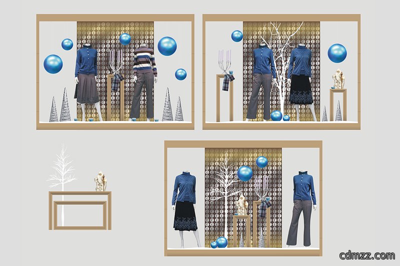 服装店橱窗装修设计软装立面图