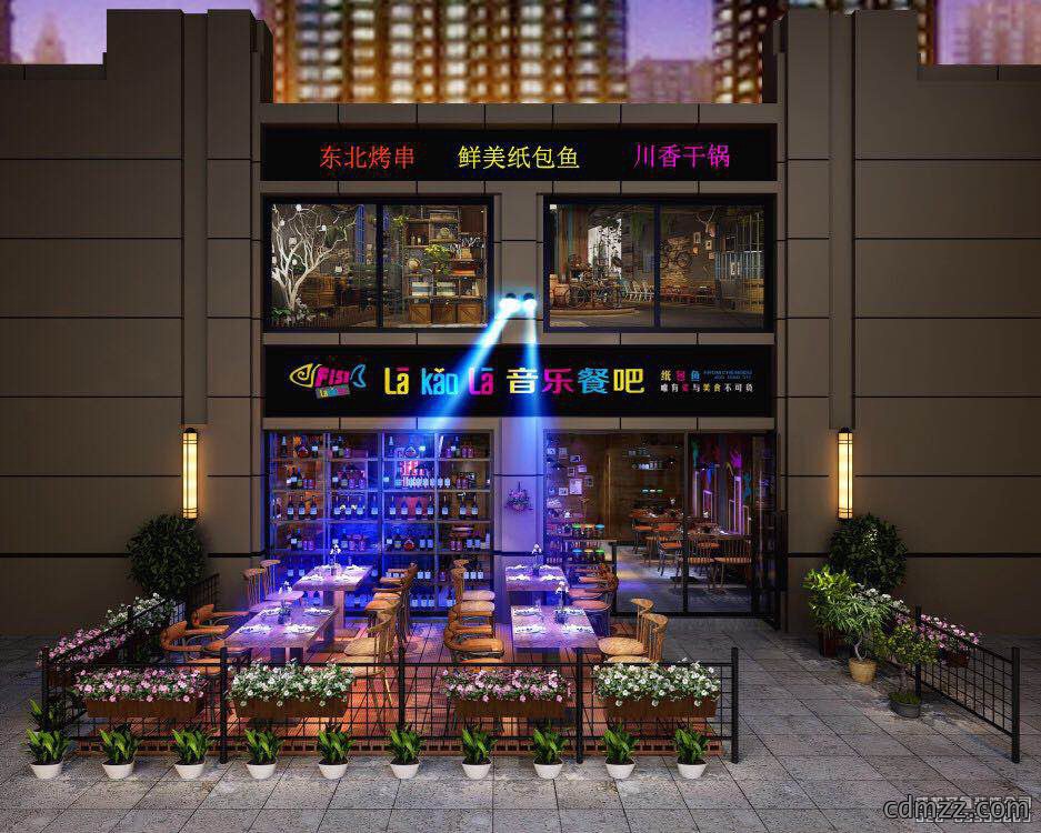 La Kao La音乐餐吧店面餐厅设计效果图