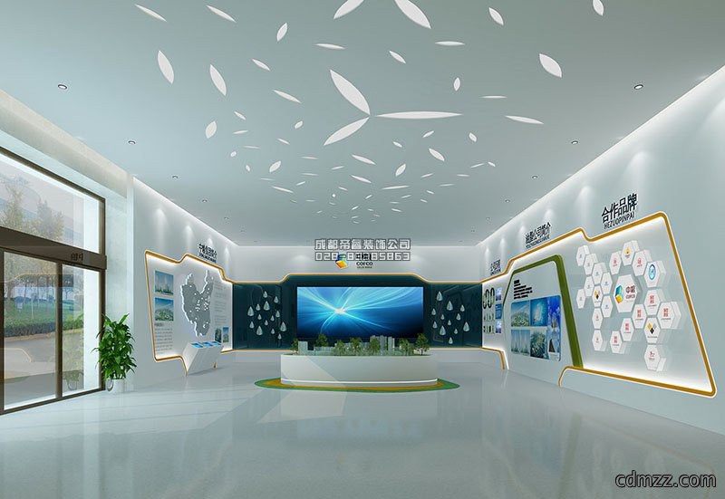 现代企业荣誉墙展厅装修设计效果图